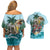 Personalized Aloha Hawaii Skeleton Couples Matching Off Shoulder Short Dress and Hawaiian Shirt Tropical Summer Vibe