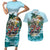 Personalized Aloha Hawaii Skeleton Couples Matching Short Sleeve Bodycon Dress and Hawaiian Shirt Tropical Summer Vibe