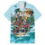 Personalized Aloha Hawaii Skeleton Family Matching Off The Shoulder Long Sleeve Dress and Hawaiian Shirt Tropical Summer Vibe