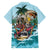 Personalized Aloha Hawaii Skeleton Family Matching Off The Shoulder Long Sleeve Dress and Hawaiian Shirt Tropical Summer Vibe