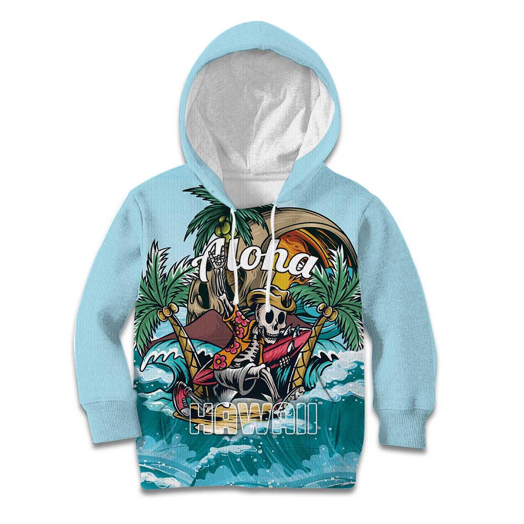 Personalized Aloha Hawaii Skeleton Kid Hoodie Tropical Summer Vibe LT01 Hoodie Blue - Polynesian Pride