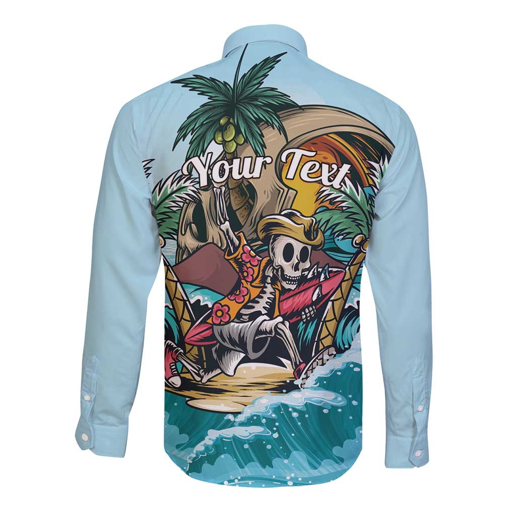 Personalized Aloha Hawaii Skeleton Long Sleeve Button Shirt Tropical Summer Vibe LT01 - Polynesian Pride