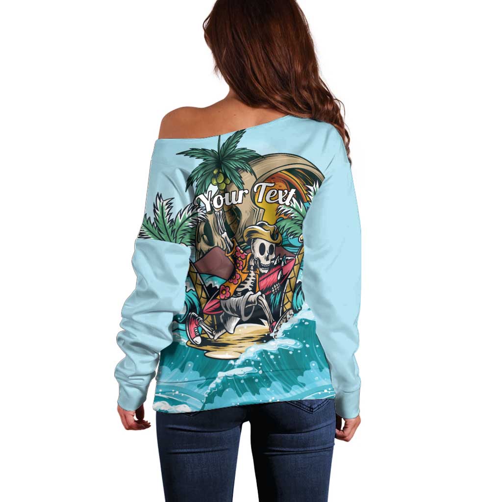 Personalized Aloha Hawaii Skeleton Off Shoulder Sweater Tropical Summer Vibe LT01 - Polynesian Pride