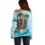 Personalized Aloha Hawaii Skeleton Off Shoulder Sweater Tropical Summer Vibe