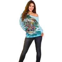 Personalized Aloha Hawaii Skeleton Off Shoulder Sweater Tropical Summer Vibe LT01 - Polynesian Pride
