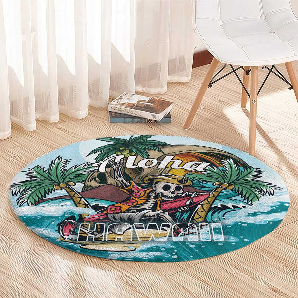 Aloha Hawaii Skeleton Round Carpet Tropical Summer Vibe LT01 - Polynesian Pride