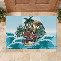 Aloha Hawaii Skeleton Rubber Doormat Tropical Summer Vibe LT01 Blue - Polynesian Pride