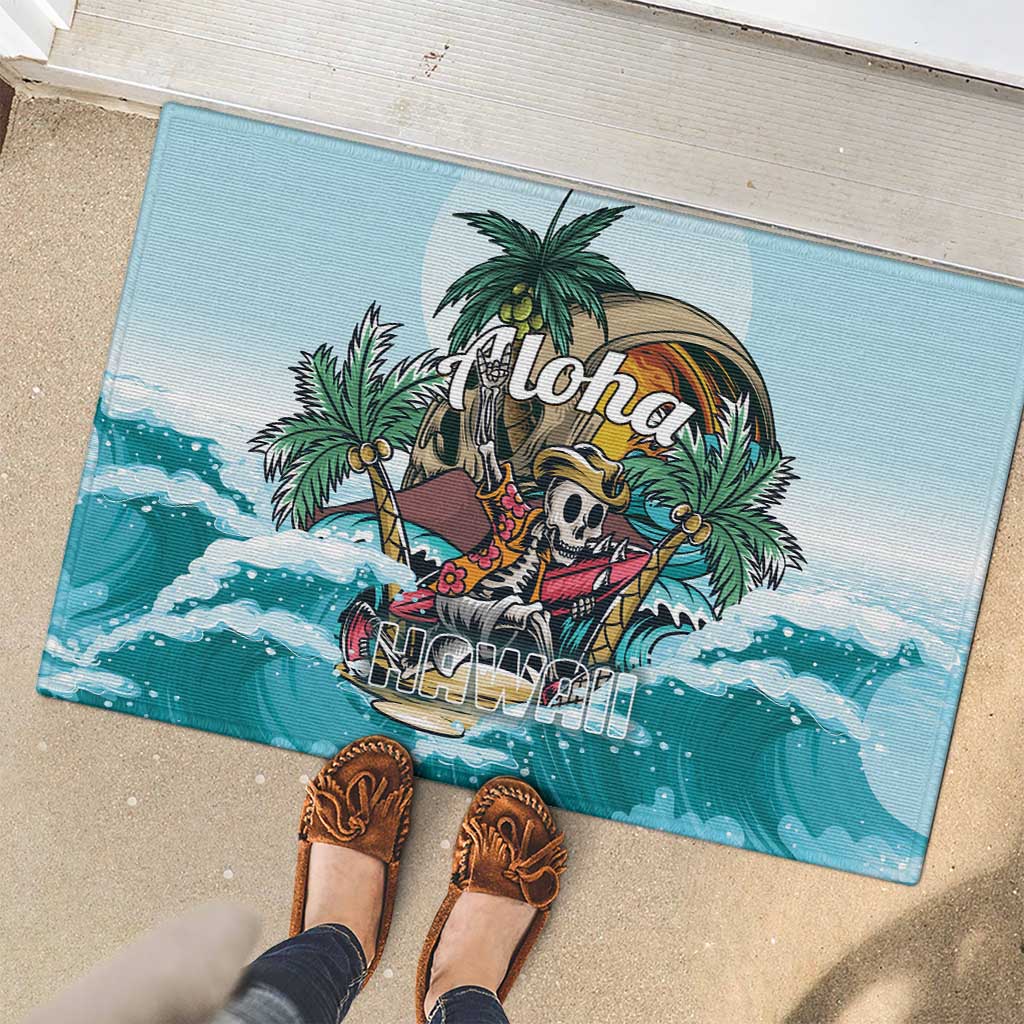 Aloha Hawaii Skeleton Rubber Doormat Tropical Summer Vibe LT01 - Polynesian Pride