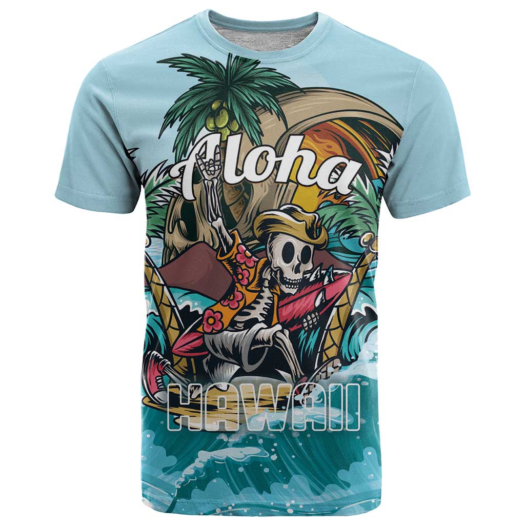 Personalized Aloha Hawaii Skeleton T Shirt Tropical Summer Vibe LT01 Blue - Polynesian Pride