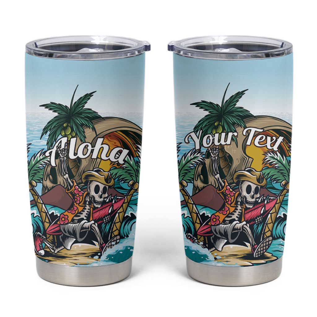 Personalized Aloha Hawaii Skeleton Tumbler Cup Tropical Summer Vibe LT01 Blue - Polynesian Pride