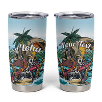 Personalized Aloha Hawaii Skeleton Tumbler Cup Tropical Summer Vibe LT01 Blue - Polynesian Pride