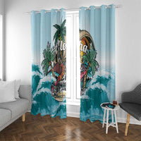 Aloha Hawaii Skeleton Window Curtain Tropical Summer Vibe LT01 With Grommets Blue - Polynesian Pride