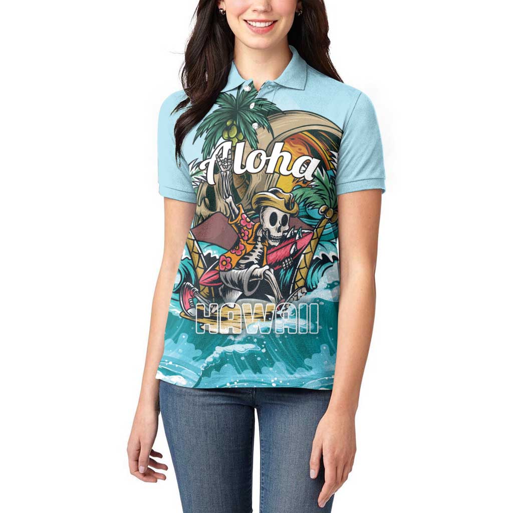 Personalized Aloha Hawaii Skeleton Women Polo Shirt Tropical Summer Vibe LT01 - Polynesian Pride