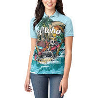 Personalized Aloha Hawaii Skeleton Women Polo Shirt Tropical Summer Vibe LT01 - Polynesian Pride