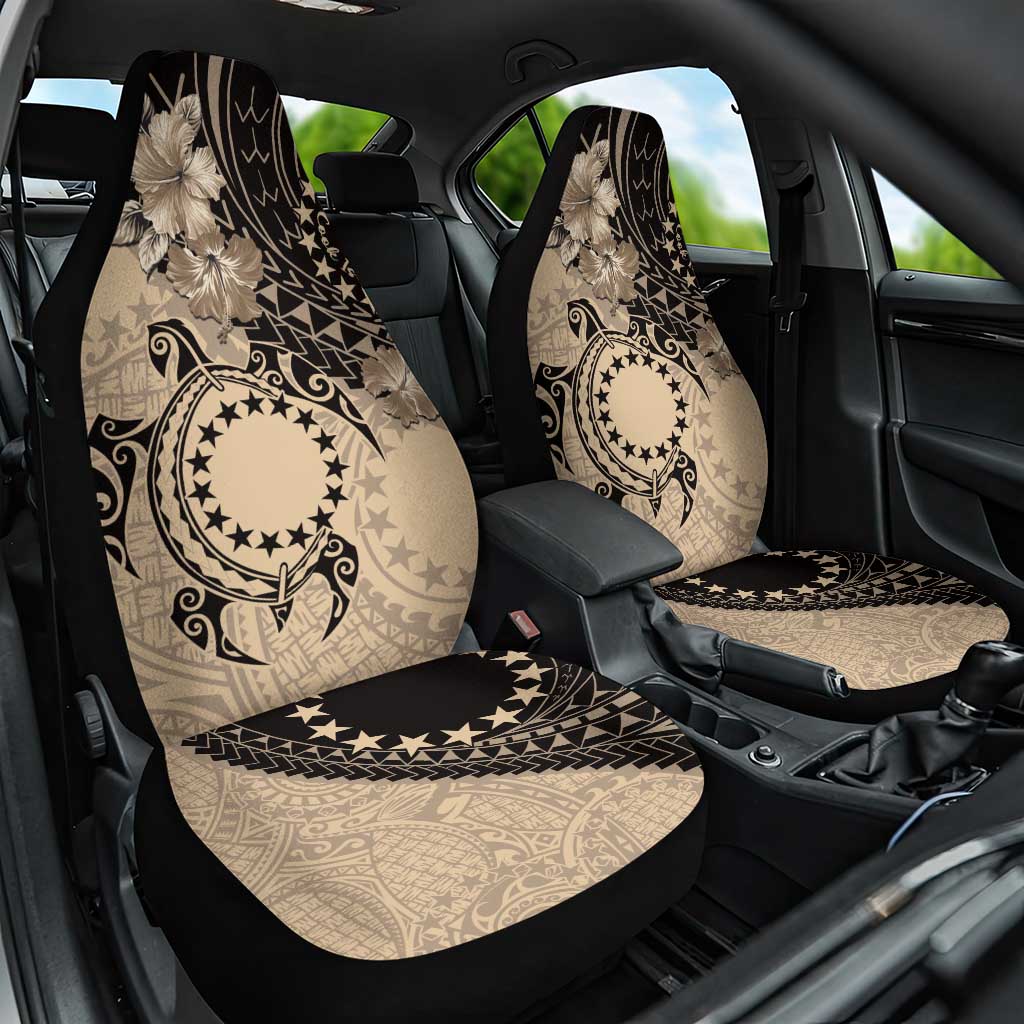 Cook Islands Turtle Car Seat Cover Stars and Hibiscus - Beige LT01 One Size Beige - Polynesian Pride
