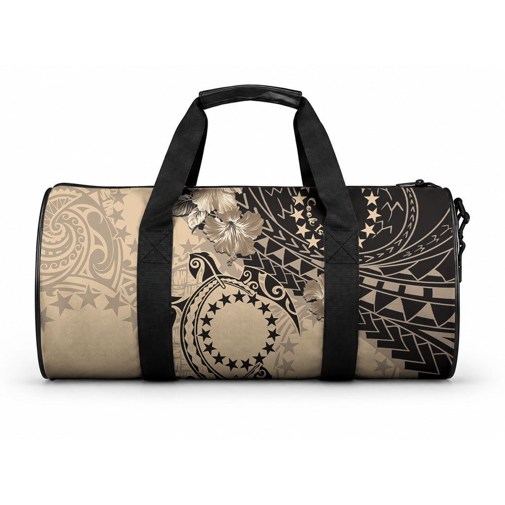 Cook Islands Turtle Duffle Bag Stars and Hibiscus - Beige LT01 One size Beige - Polynesian Pride