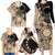 Cook Islands Turtle Family Matching Long Sleeve Bodycon Dress and Hawaiian Shirt Stars and Hibiscus - Beige