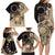 Cook Islands Turtle Family Matching Long Sleeve Bodycon Dress and Hawaiian Shirt Stars and Hibiscus - Beige