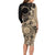 Cook Islands Turtle Family Matching Long Sleeve Bodycon Dress and Hawaiian Shirt Stars and Hibiscus - Beige