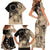 Cook Islands Turtle Family Matching Short Sleeve Bodycon Dress and Hawaiian Shirt Stars and Hibiscus - Beige