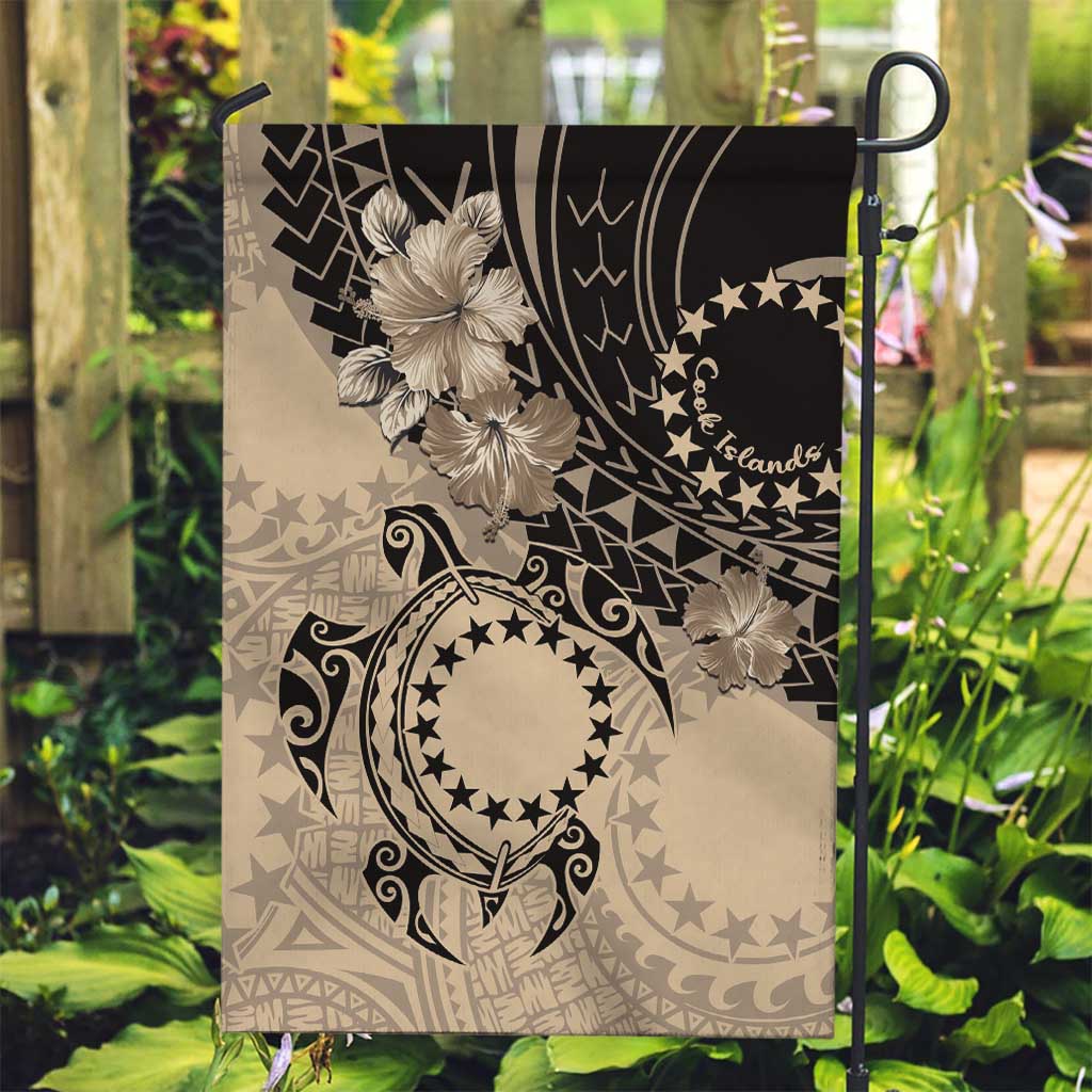 Cook Islands Turtle Garden Flag Stars and Hibiscus - Beige LT01 Garden Flag Beige - Polynesian Pride