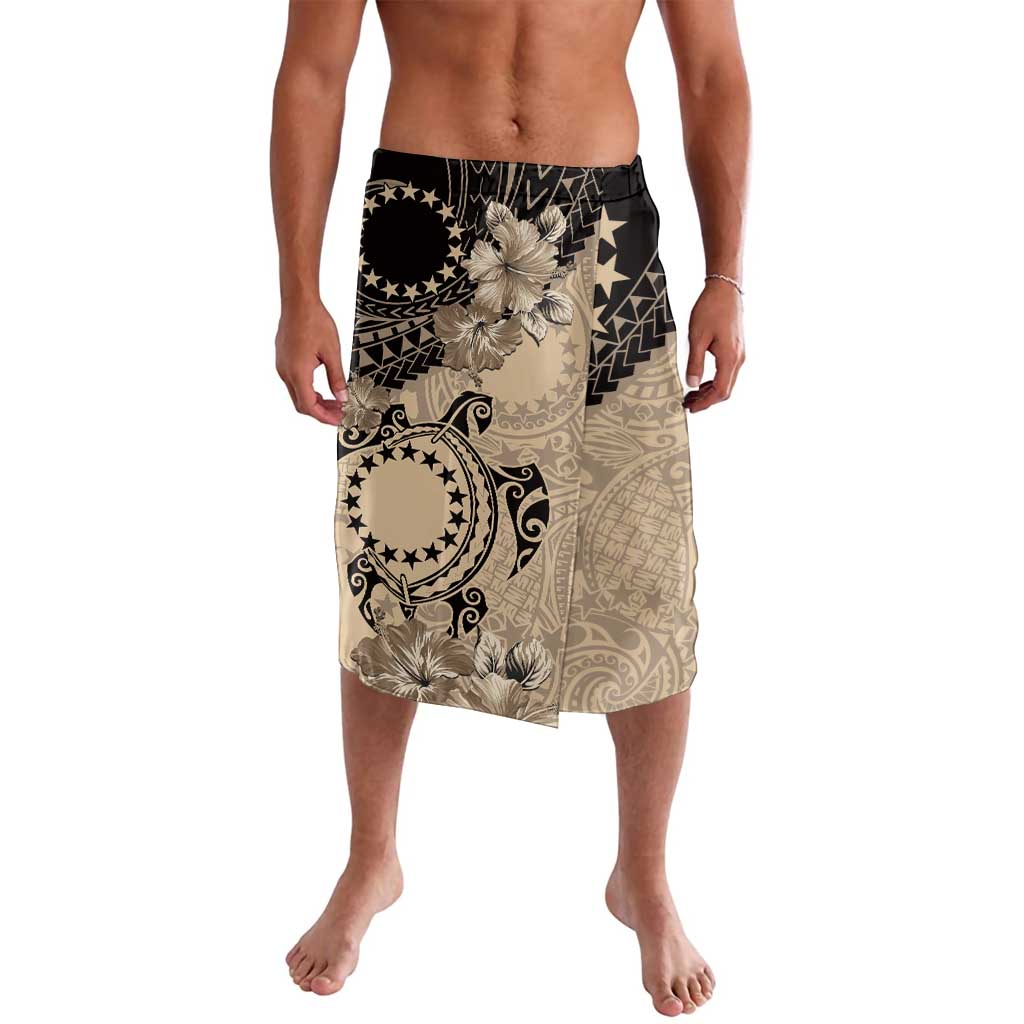 Cook Islands Turtle Lavalava Stars and Hibiscus - Beige LT01 Beige - Polynesian Pride