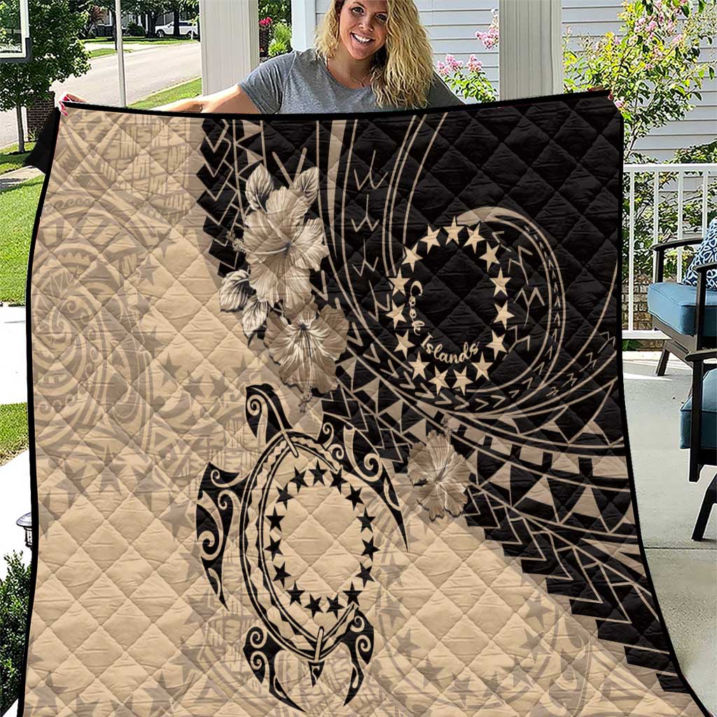 Cook Islands Turtle Quilt Stars and Hibiscus - Beige LT01 Beige - Polynesian Pride