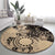 Cook Islands Turtle Round Carpet Stars and Hibiscus - Beige