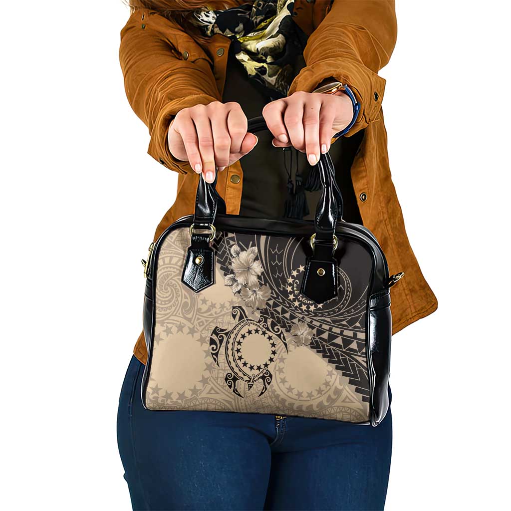 Cook Islands Turtle Shoulder Handbag Stars and Hibiscus - Beige LT01 One Size Beige - Polynesian Pride