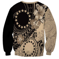 Cook Islands Turtle Sweatshirt Stars and Hibiscus - Beige LT01 - Polynesian Pride