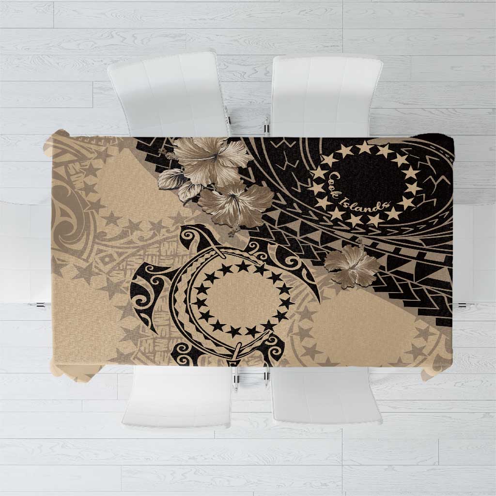 Cook Islands Turtle Tablecloth Stars and Hibiscus - Beige LT01 Beige - Polynesian Pride