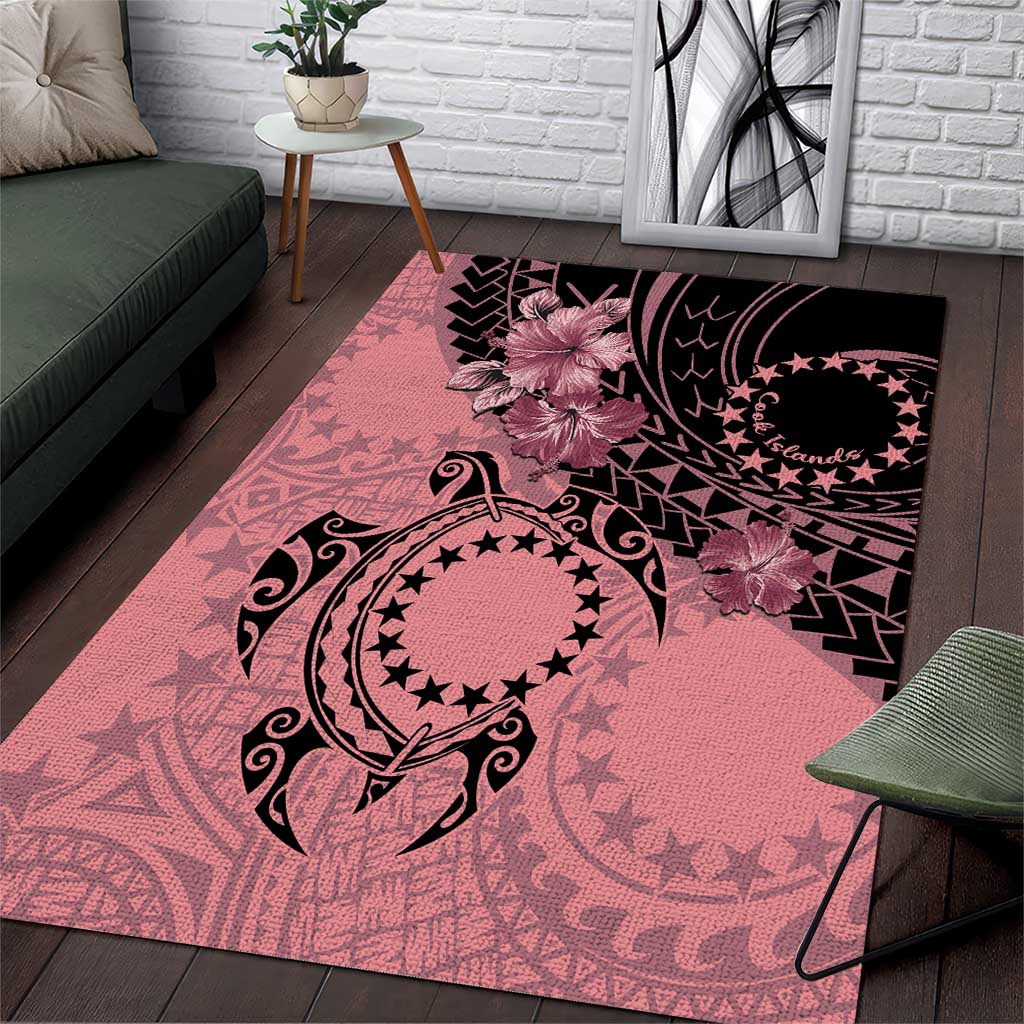 Cook Islands Turtle Area Rug Stars and Hibiscus - Pink LT01 Pink - Polynesian Pride