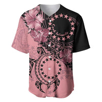 Cook Islands Turtle Baseball Jersey Stars and Hibiscus - Pink LT01 Pink - Polynesian Pride