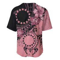 Cook Islands Turtle Baseball Jersey Stars and Hibiscus - Pink LT01 - Polynesian Pride