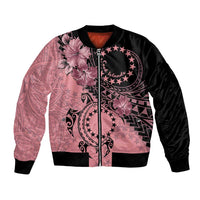 Cook Islands Turtle Bomber Jacket Stars and Hibiscus - Pink LT01 Unisex Pink - Polynesian Pride