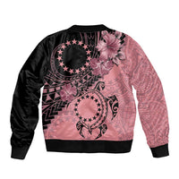 Cook Islands Turtle Bomber Jacket Stars and Hibiscus - Pink LT01 - Polynesian Pride