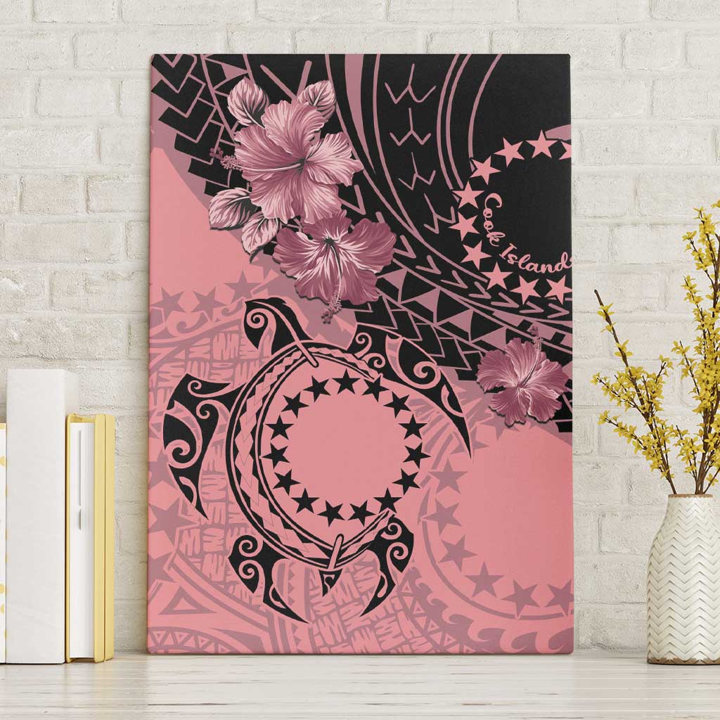 Cook Islands Turtle Canvas Wall Art Stars and Hibiscus - Pink LT01 Without Frame Pink - Polynesian Pride