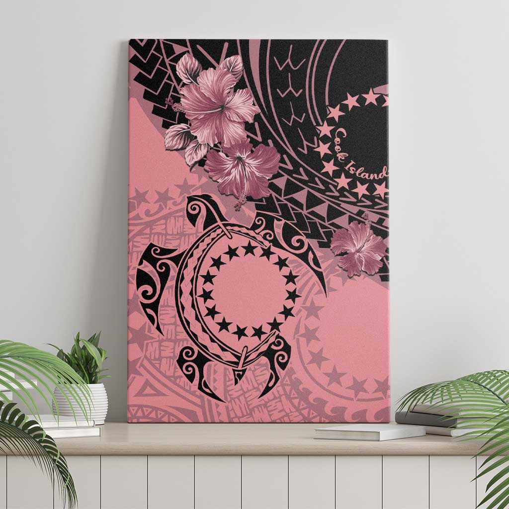 Cook Islands Turtle Canvas Wall Art Stars and Hibiscus - Pink LT01 - Polynesian Pride