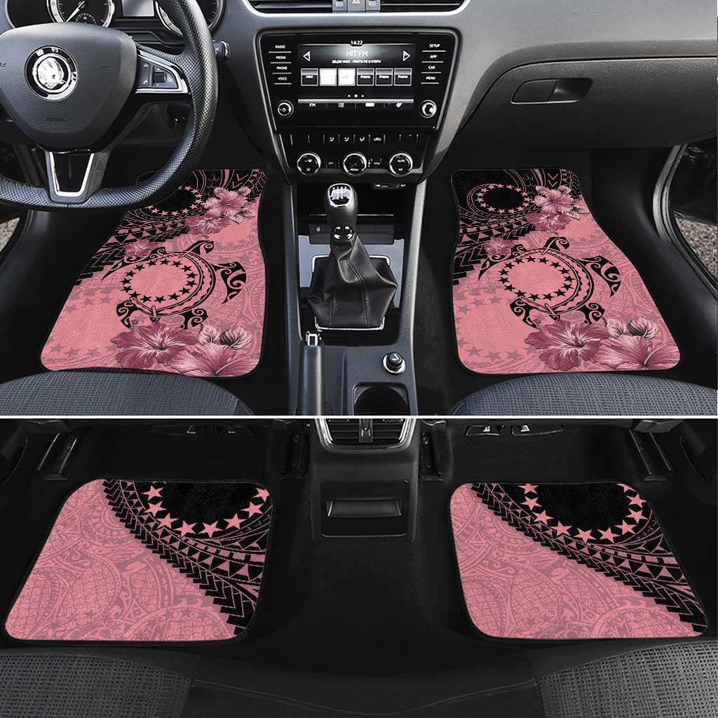 Cook Islands Turtle Car Mats Stars and Hibiscus - Pink LT01 Set 4pcs Pink - Polynesian Pride