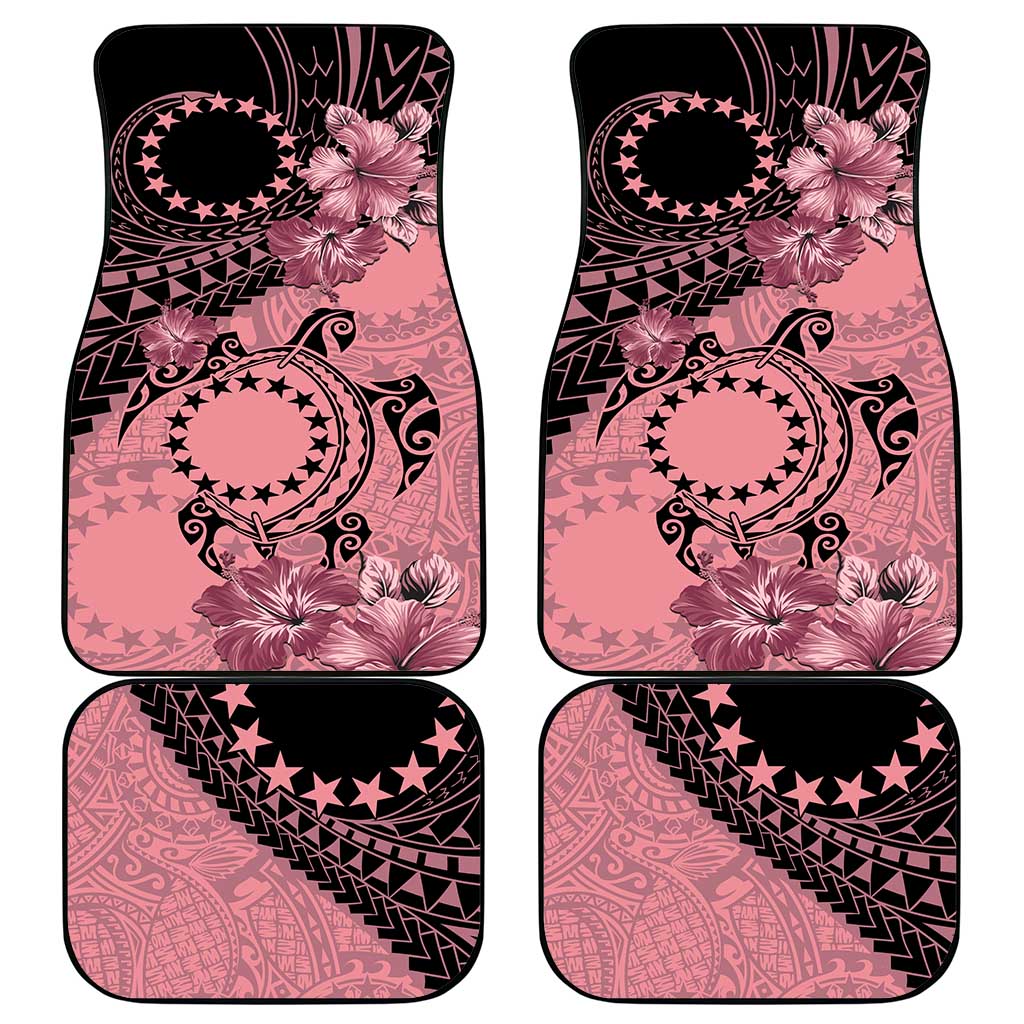 Cook Islands Turtle Car Mats Stars and Hibiscus - Pink LT01 - Polynesian Pride