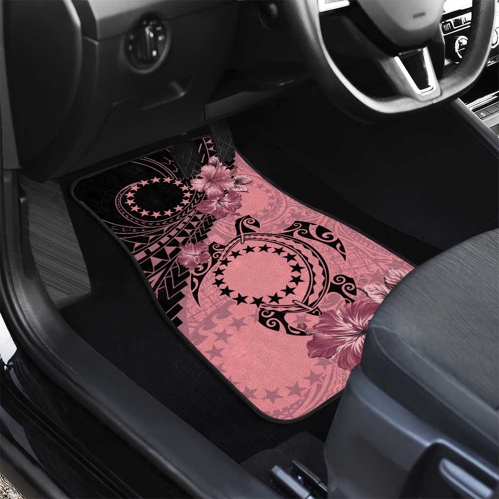 Cook Islands Turtle Car Mats Stars and Hibiscus - Pink LT01 - Polynesian Pride