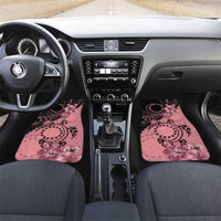 Cook Islands Turtle Car Mats Stars and Hibiscus - Pink LT01 Set 2pcs - Front Pink - Polynesian Pride