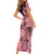 Cook Islands Turtle Family Matching Short Sleeve Bodycon Dress and Hawaiian Shirt Stars and Hibiscus - Pink