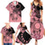 Cook Islands Turtle Family Matching Summer Maxi Dress and Hawaiian Shirt Stars and Hibiscus - Pink