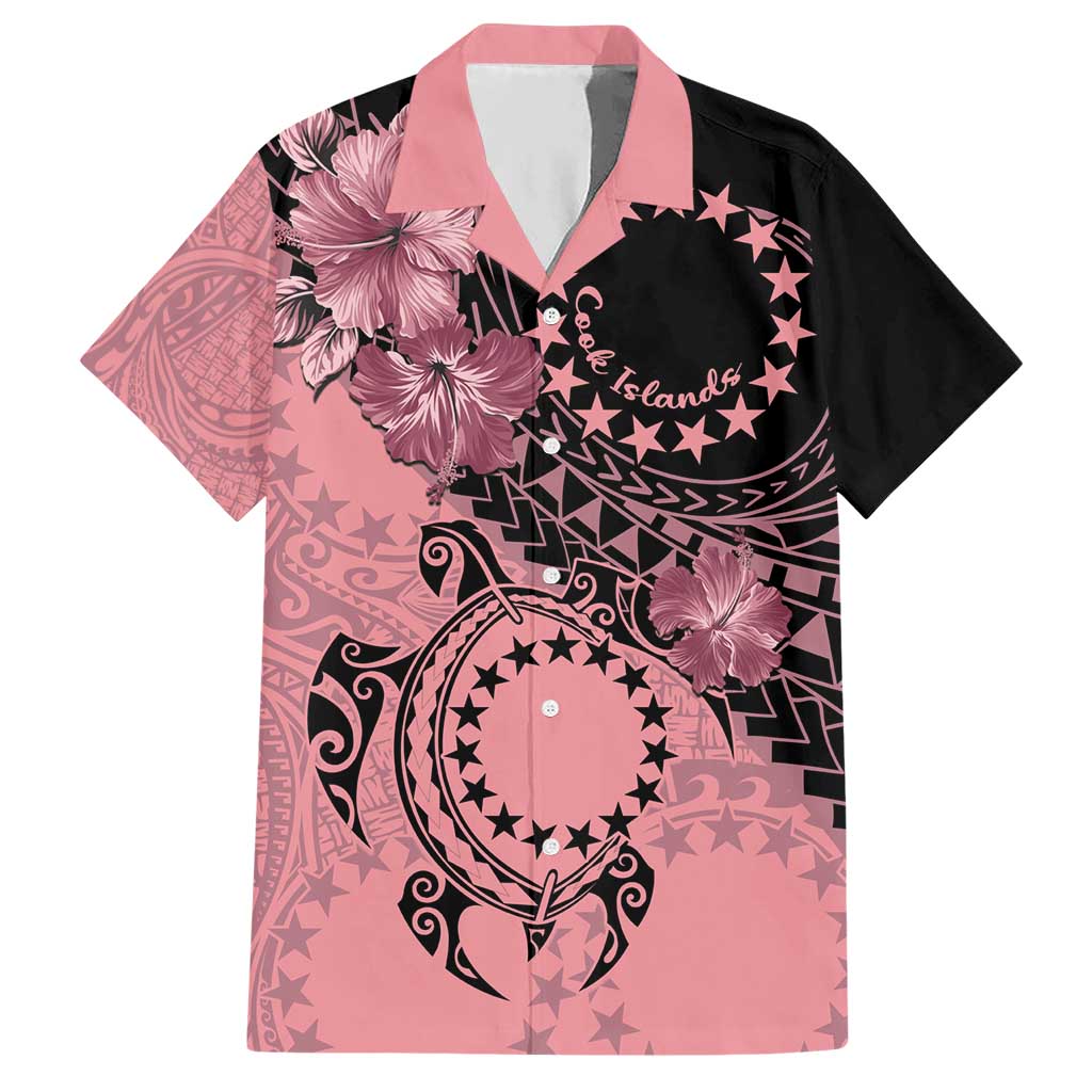 Cook Islands Turtle Hawaiian Shirt Stars and Hibiscus - Pink LT01 Pink - Polynesian Pride