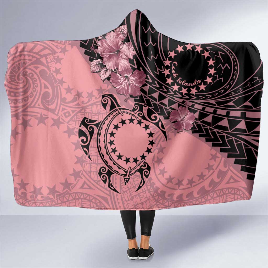 Cook Islands Turtle Hooded Blanket Stars and Hibiscus - Pink LT01 One Size Pink - Polynesian Pride