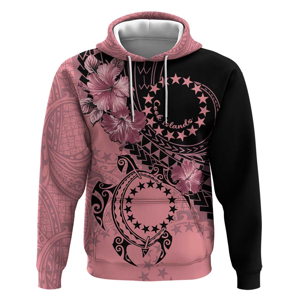 Cook Islands Turtle Hoodie Stars and Hibiscus - Pink LT01 Pullover Hoodie Pink - Polynesian Pride