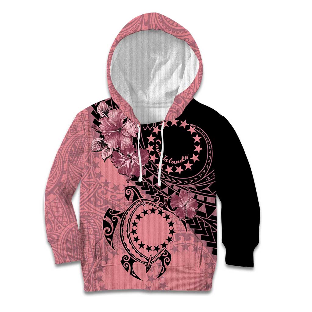 Cook Islands Turtle Kid Hoodie Stars and Hibiscus - Pink LT01 Hoodie Pink - Polynesian Pride