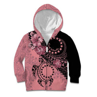 Cook Islands Turtle Kid Hoodie Stars and Hibiscus - Pink LT01 Zip Hoodie Pink - Polynesian Pride