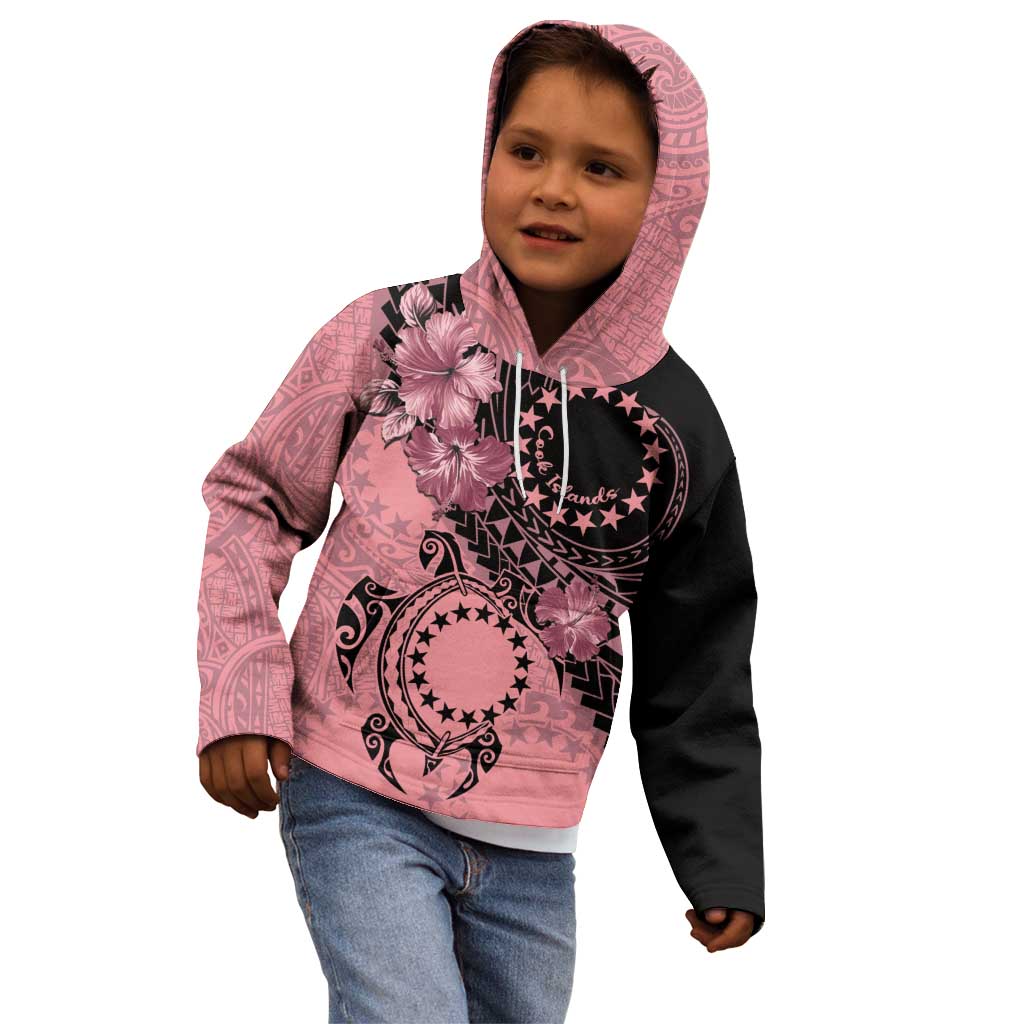 Cook Islands Turtle Kid Hoodie Stars and Hibiscus - Pink LT01 - Polynesian Pride